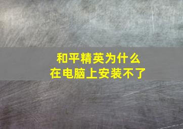 和平精英为什么在电脑上安装不了