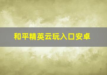 和平精英云玩入口安卓