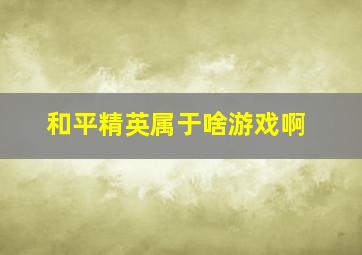 和平精英属于啥游戏啊