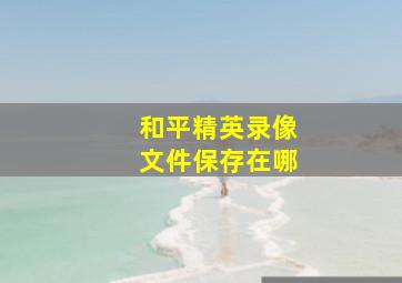 和平精英录像文件保存在哪