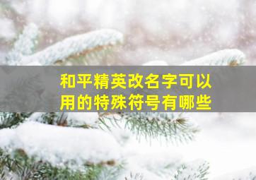 和平精英改名字可以用的特殊符号有哪些