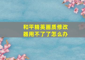 和平精英画质修改器用不了了怎么办