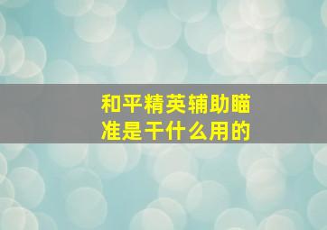 和平精英辅助瞄准是干什么用的