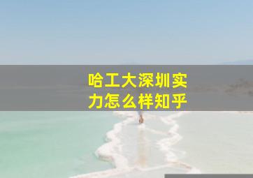 哈工大深圳实力怎么样知乎