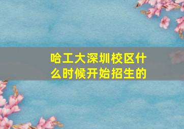 哈工大深圳校区什么时候开始招生的