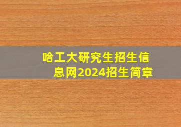 哈工大研究生招生信息网2024招生简章