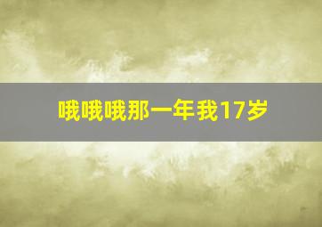 哦哦哦那一年我17岁