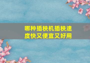 哪种插秧机插秧速度快又便宜又好用