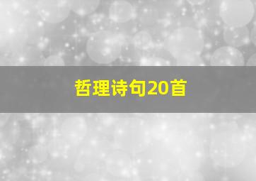 哲理诗句20首