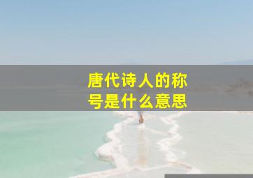 唐代诗人的称号是什么意思