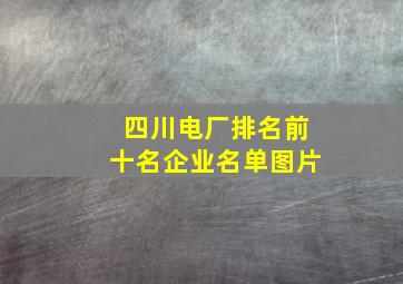 四川电厂排名前十名企业名单图片