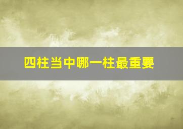 四柱当中哪一柱最重要