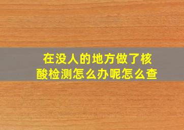 在没人的地方做了核酸检测怎么办呢怎么查