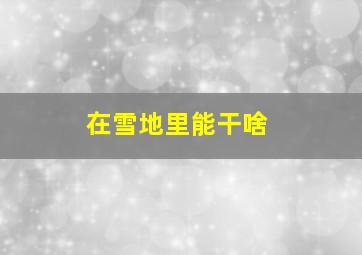 在雪地里能干啥