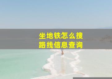 坐地铁怎么搜路线信息查询