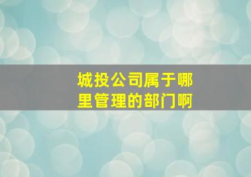 城投公司属于哪里管理的部门啊