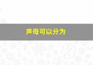 声母可以分为