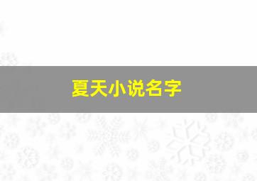 夏天小说名字