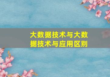 大数据技术与大数据技术与应用区别