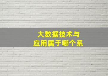 大数据技术与应用属于哪个系