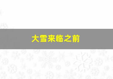 大雪来临之前