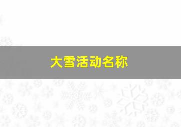 大雪活动名称