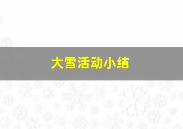 大雪活动小结