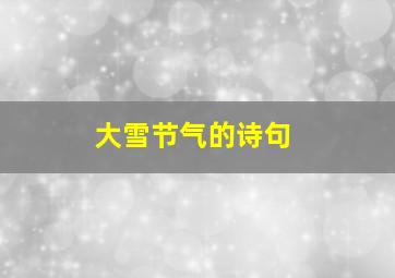 大雪节气的诗句