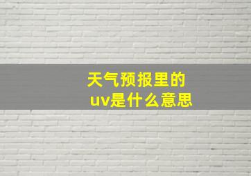 天气预报里的uv是什么意思