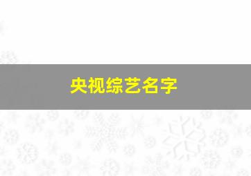 央视综艺名字