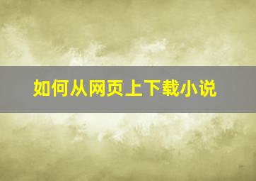 如何从网页上下载小说