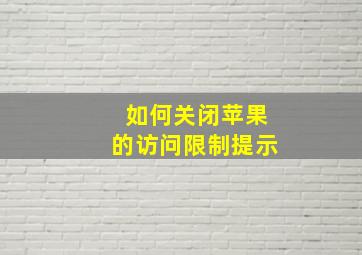 如何关闭苹果的访问限制提示