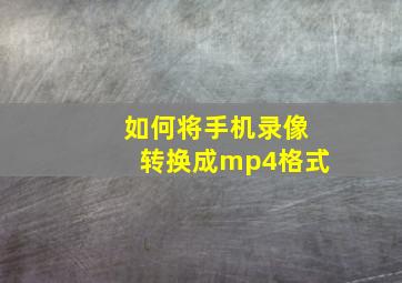 如何将手机录像转换成mp4格式