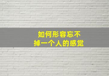 如何形容忘不掉一个人的感觉