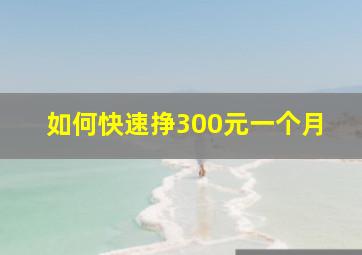 如何快速挣300元一个月