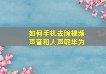 如何手机去除视频声音和人声呢华为