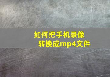 如何把手机录像转换成mp4文件