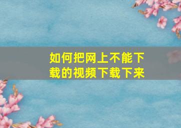 如何把网上不能下载的视频下载下来