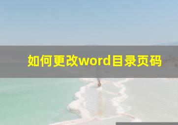 如何更改word目录页码