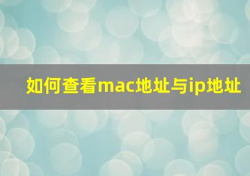 如何查看mac地址与ip地址