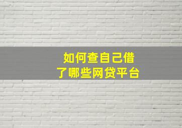 如何查自己借了哪些网贷平台