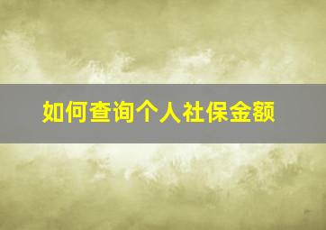 如何查询个人社保金额