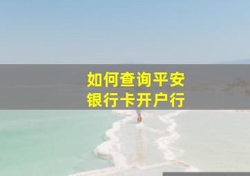 如何查询平安银行卡开户行