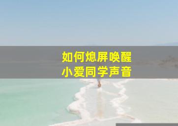 如何熄屏唤醒小爱同学声音