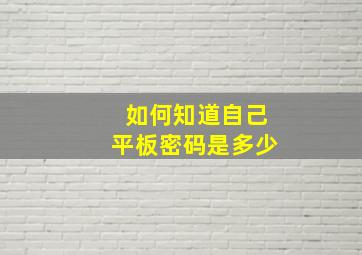 如何知道自己平板密码是多少