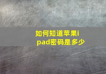 如何知道苹果ipad密码是多少