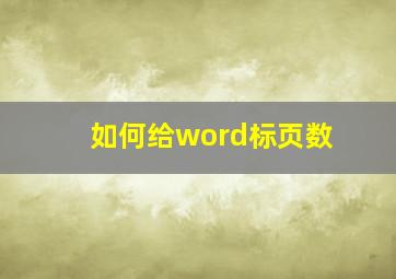 如何给word标页数