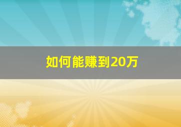 如何能赚到20万