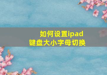 如何设置ipad键盘大小字母切换