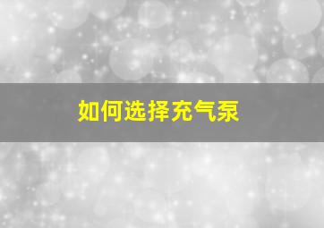 如何选择充气泵